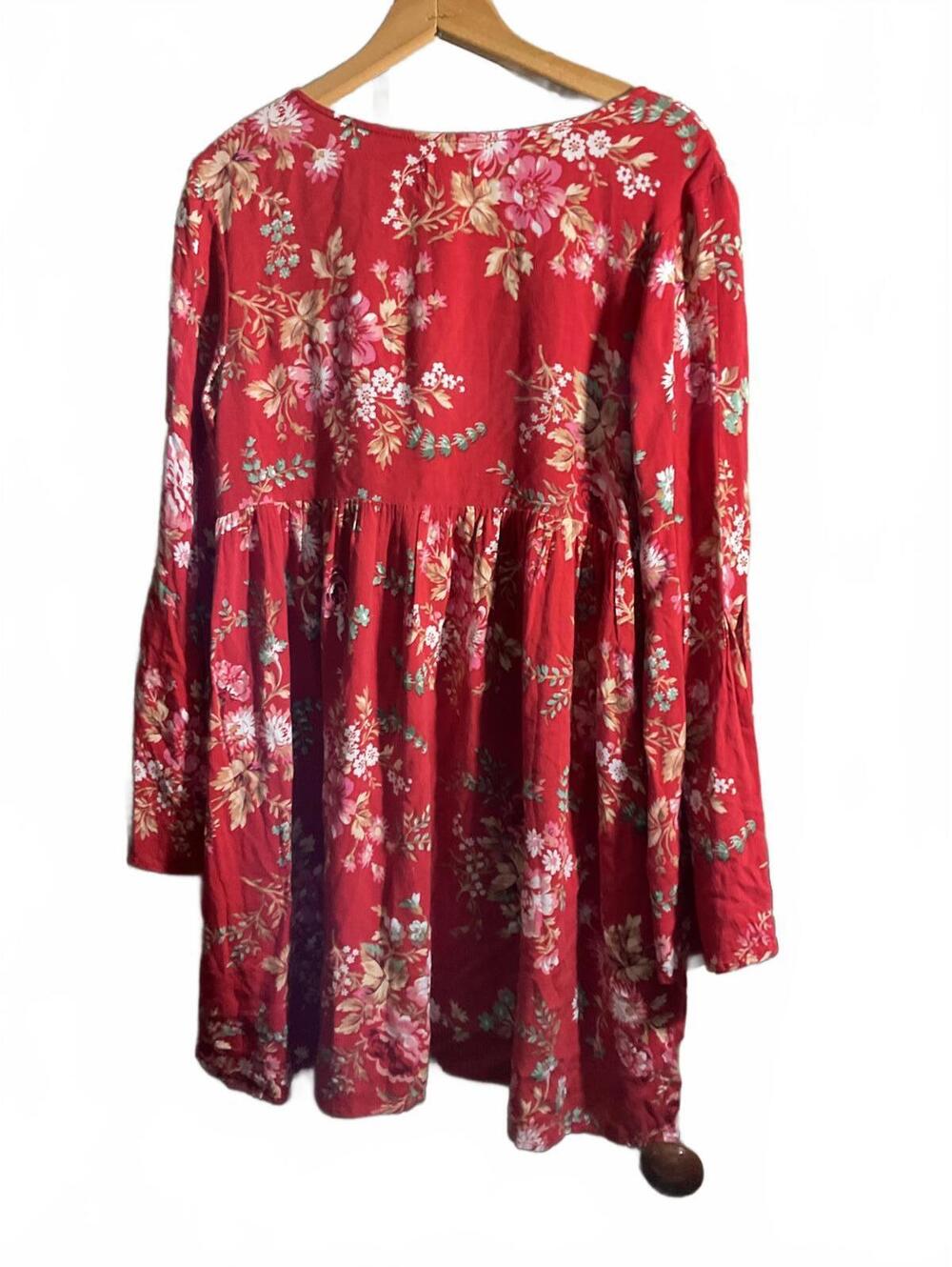 Lauren Ralph Lauren Denim And Supply Red Floral Bell Sleeve Dress M - Picture 7 of 11